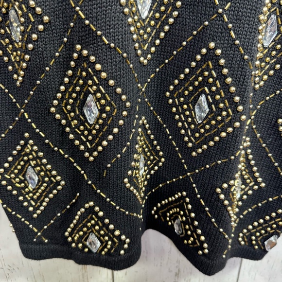 Western Connection Black Embellished Sweater M Vintage Glam Statement Knitwear - Picture 9 of 12